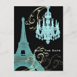 Paris Eiffelturm Hochzeit Termin vormerken Ankündigungspostkarte