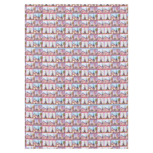 Paris Eiffelturm inspiriert Collage Tischtuch Tischdecke (Vorderseite)