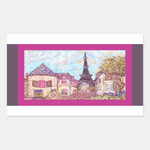 Paris-Eiffelturm inspiriert Pointillismus-Aufklebe Rechteckiger Aufkleber