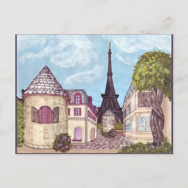Paris Eiffelturm inspiriert Postkarte (Vorderseite)