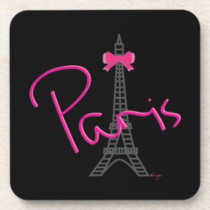 Paris, Eiffelturm mit Bow Modern Black Untersetzer