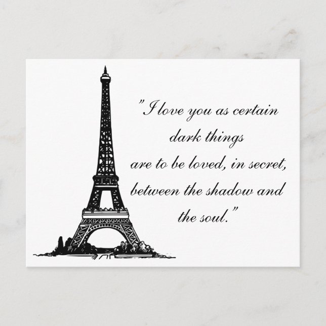 Paris Eiffelturm mit Liebe Postkarte (Vorderseite)
