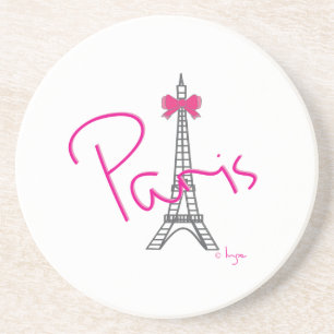 Paris Eiffelturm mit rosa Bug Getränkeuntersetzer