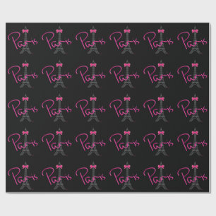 PARIS Eiffelturm mit rosa Schleife Geschenkpapier