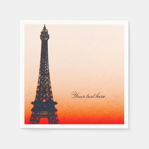 Paris Eiffelturm Orangefarbener Sonnenuntergang Ch Serviette