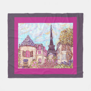 Paris Eiffelturm Pointillismus Fleece-Decke Fleecedecke