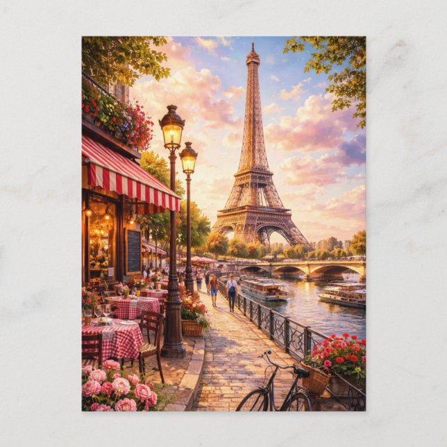 Paris - Eiffelturm Postkarte - Paris Café (Vorderseite)