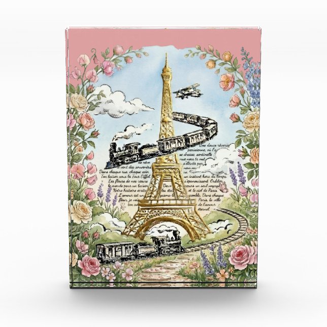 Paris, Eiffelturm, romantische französische Kunst Fotoblock (Vorderseite)