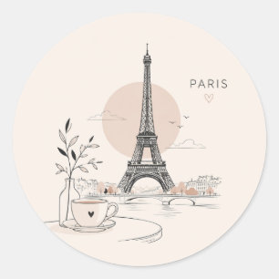 Paris Eiffelturm Romantische Französische Reiseauf Runder Aufkleber