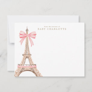 Paris Eiffelturm Rosa Baby Grußkarte Einladung