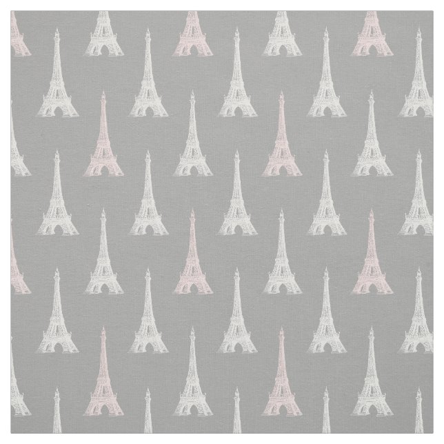 Paris-Eiffelturm-Rosa-Grau-Gewebe Stoff (Muster)