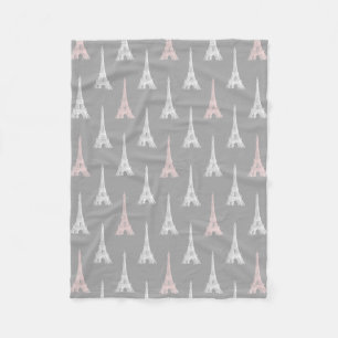 Paris Eiffelturm Rosa Graue Fleece-Decke Fleecedecke