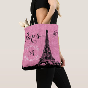 Paris-Eiffelturm-Rosa-Leinwand-Monogramm