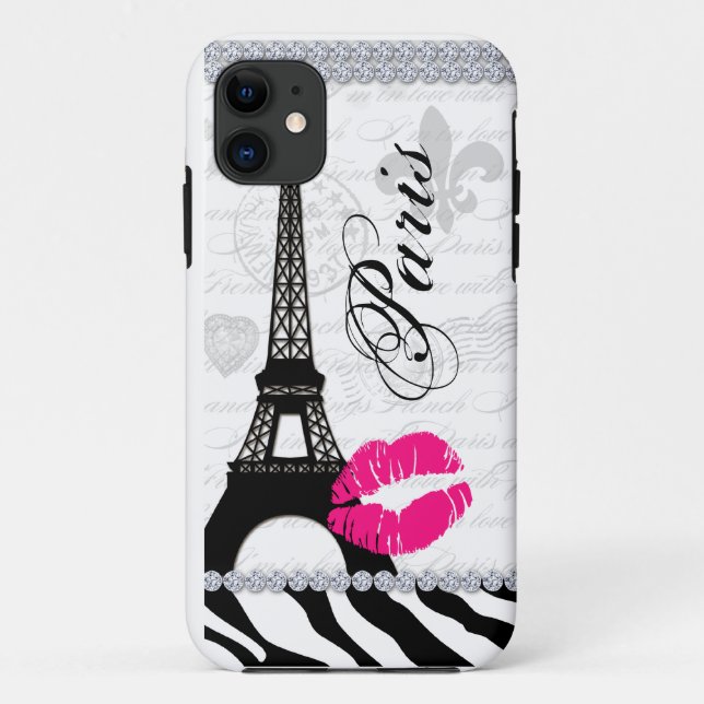 Paris-Eiffelturm-Rosa-LippenHandy-Abdeckung Case-Mate iPhone Hülle (Rückseite)