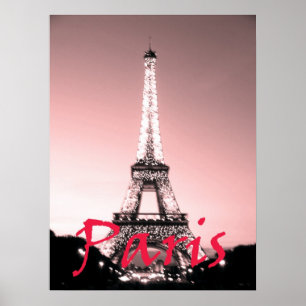 Paris-Eiffelturm-Rosa Poster