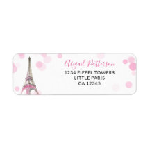 Paris Eiffelturm Rosa und Schwarze Rücksendeadress