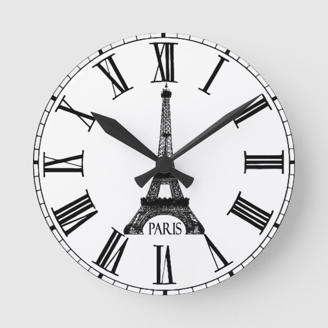 Paris-Eiffelturm-Uhr-Franzosen Runde Wanduhr (Vorderseite)