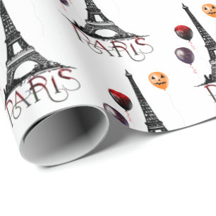 Paris, Eiffelturm und Halloween Balloons Gotik Geschenkpapier