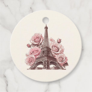Paris Eiffelturm und rosa Rosen Geschenkanhänger
