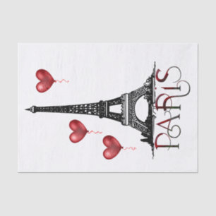 Paris, Eiffelturm und rote Herzballons Seidenpapier