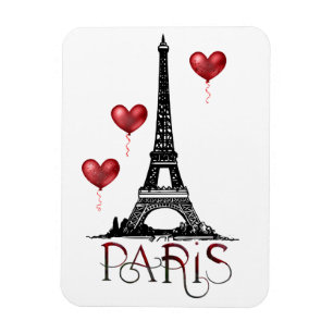 Paris, Eiffelturm und Rotes Herz Magnet