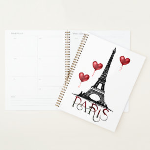 Paris, Eiffelturm und Rotes Herz Planer