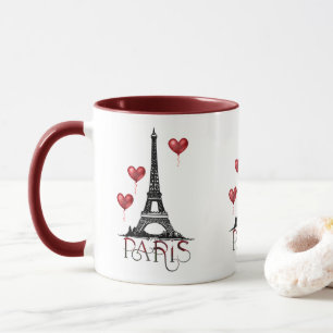 Paris, Eiffelturm und Rotes Herz Tasse