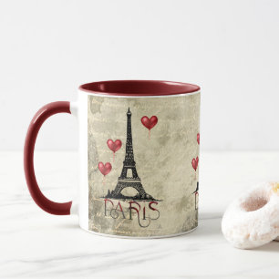 Paris, Eiffelturm und Rotes Herz Tasse