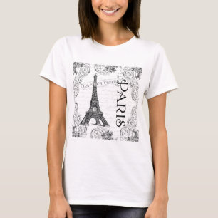 Paris Eiffelturm und Schriftrollen T-Shirt