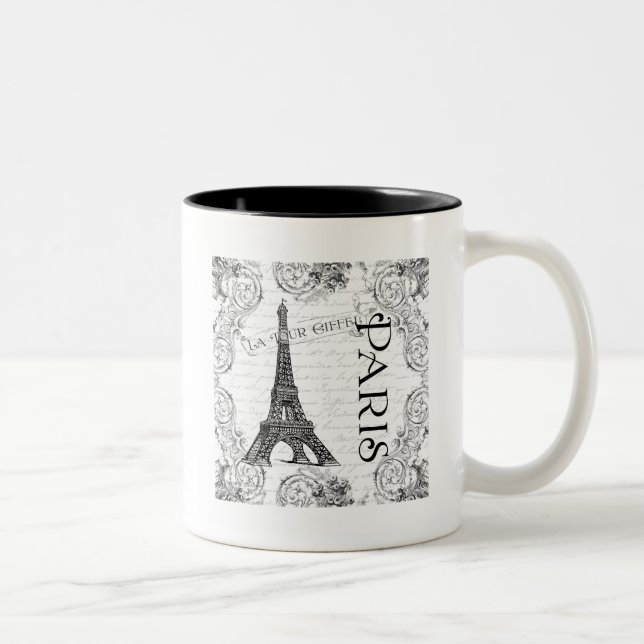 Paris Eiffelturm und Scrolls Zweifarbige Tasse (Rechts)
