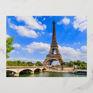Paris, Eiffelturm und Seine, Frankreich. Folien Feiertagspostkarte