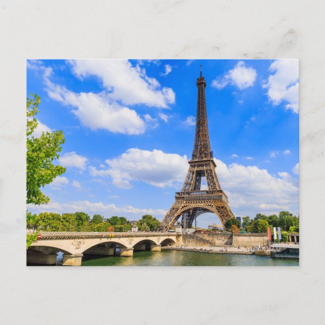 Paris, Eiffelturm und Seine, Frankreich. Postkarte (Vorderseite)