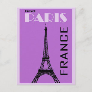 Paris Eiffelturm Vintage Lila Reiseposter Postkarte