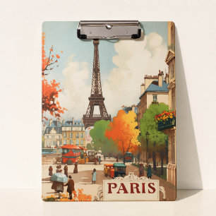 Paris Eiffelturm Vintage Reise Tagtraum Klemmbrett