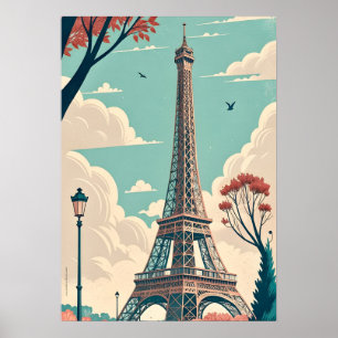 Paris Eiffelturm Vintage-Reise-Wandkunst Poster