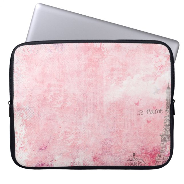 Paris-Eiffelturm Vintage Tauben Laptopschutzhülle (Vorderseite)