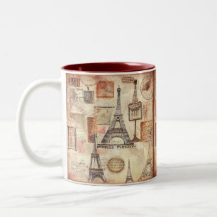 Paris Eiffelturm Vintage Zweifarbiges Kaffeetasse