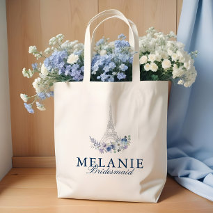 Paris Eiffelturm Wasserfarbenflorale Weiße Hochzei Tragetasche