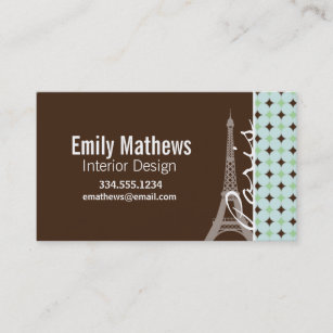 Paris; Eiffelturm; Weises Grün u. Brown Visitenkarte