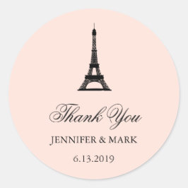 Paris Elegance Blush Pink Wedding Vielen Dank Runder Aufkleber