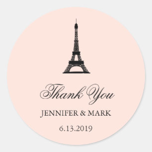 Paris Elegance Blush Pink Wedding Vielen Dank Runder Aufkleber