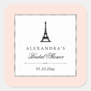 Paris-Eleganz-Brautparty Quadratischer Aufkleber
