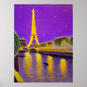 Paris entlang der Seine unter den Sternen Poster