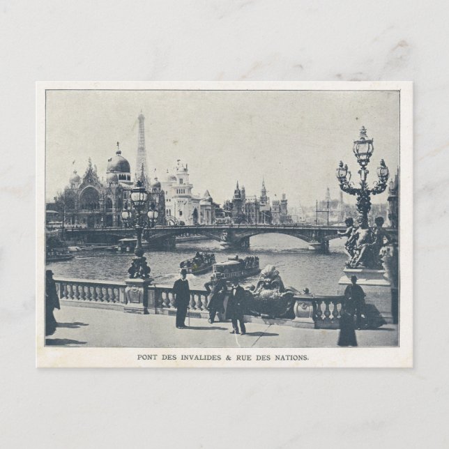 Paris Expo 1900, Pont des invalides et Rue des nat Postkarte (Vorderseite)