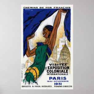 Paris Exposition Vintage Mauer Art 1931 Poster