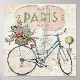 Paris-Fahrrad mit Blumen Poster