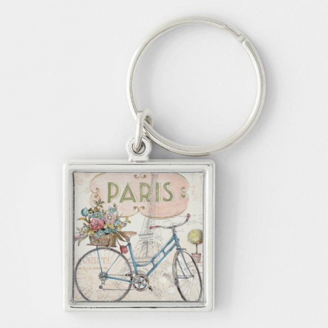 Paris-Fahrrad mit Blumen Schlüsselanhänger (Vorne)