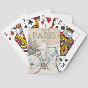 Paris Fahrrad mit Blumen Spielkarten