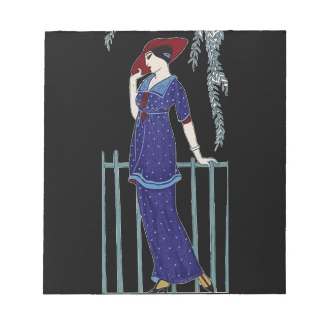 Paris fashion 1920s elegant lady notizblock (Vorderseite)