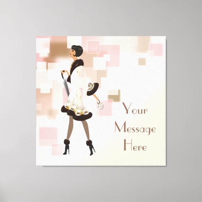 Paris Fashion Model Wrapped Canvas Leinwanddruck (Vorderseite)